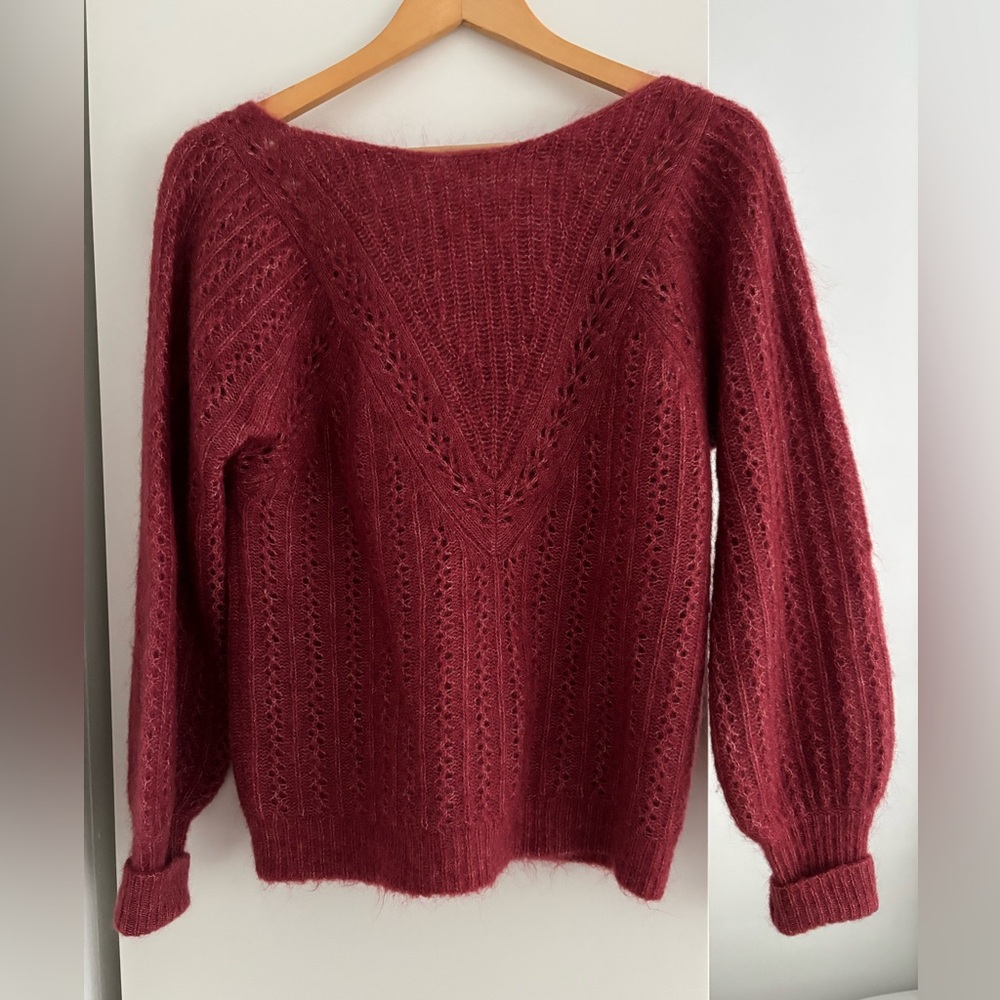 Sezane “Rosa” Open Back Mohair & Wool Sweater - Size Small - Picture 3 of 8